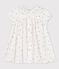 Kurzärmeliges, gestreiftes Babykleid aus Bio-Baumwollgaze weiss MARSHMALLOW/rot OMBRIE