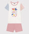 Kurzer Kinderpyjama aus Baumwolle weiss MARSHMALLOW/weiss MULTICO