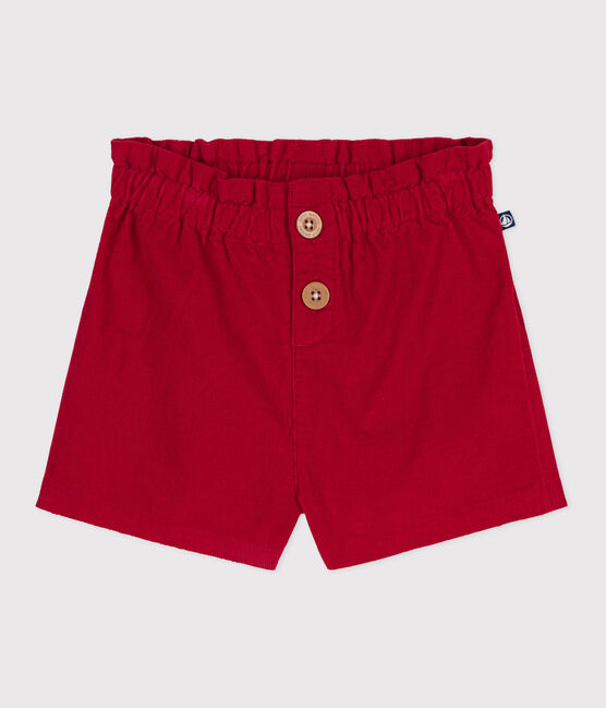 Baby-Shorts aus einfarbigem Fein-Cord rot TERKUIT
