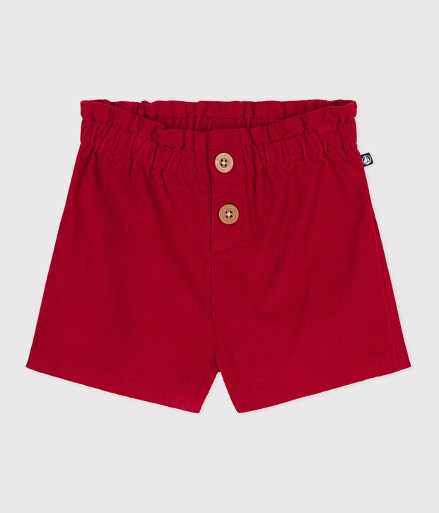 Baby-Shorts aus einfarbigem Fein-Cord rot