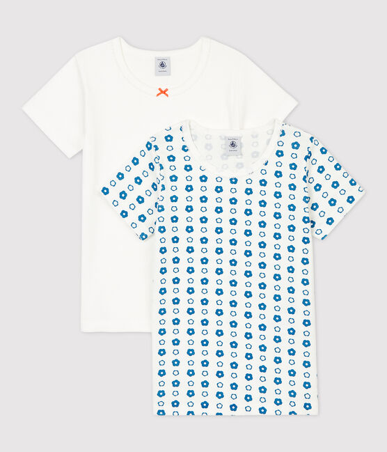 2er-Set kurzärmelige T-Shirts aus Bio-Baumwolle mit Blumenmuster für Mädchen variante 1
