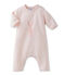 Langer Baby-Einteiler, Unisex, aus Baumwoll- und Wollstrick mit Häschen rosa FLEUR