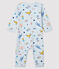 Blauer Baby-Strampler aus Rippstrick mit Tier-Druck für Jungen blau FRAICHEUR/weiss MULTICO