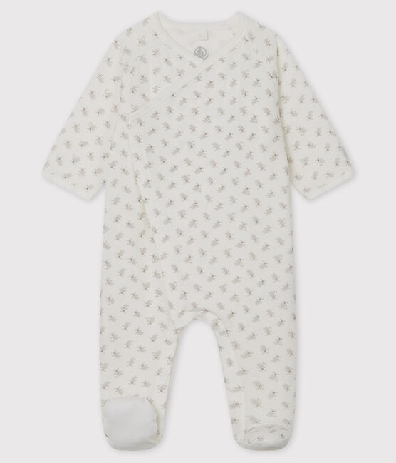 Baby Strampler Häschen aus Doppeljersey weiss MARSHMALLOW/weiss MULTICO