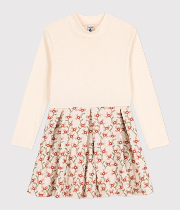 Lang&auml;rmeliges Kinderkleid mit Printmotiv f&uuml;r M&auml;dchen naturfarben/vielfarbig