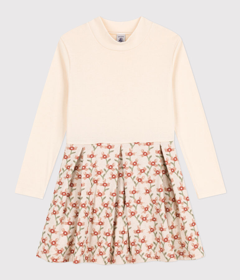 Lang&auml;rmeliges Kinderkleid mit Printmotiv f&uuml;r M&auml;dchen naturfarben/vielfarbig