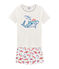 Rippstrick-Kurzpyjama für kleine Jungen weiss MARSHMALLOW/weiss MULTICO