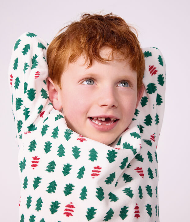 Kinder-Pyjama aus gemustertem Nicki weiss/vielfarbig
