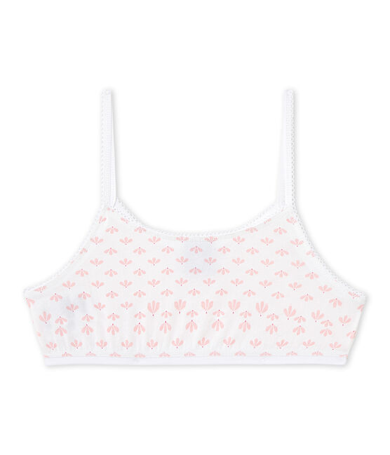 Bedrucktes Mädchen-Bustier weiss ECUME/rosa VENUS/ MULTICO