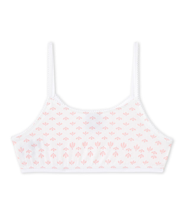 Bedrucktes M&auml;dchen-Bustier weiss/rosa/vielfarbig