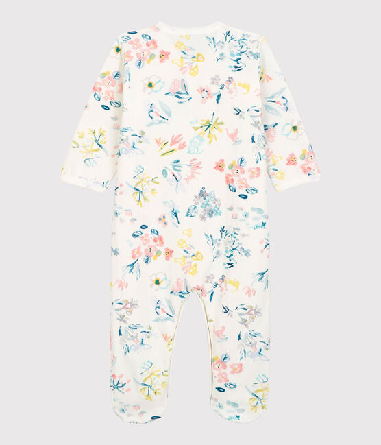 Baby-Strampler aus Doppeljersey mit floralem Muster für Mädchen weiss MARSHMALLOW/weiss MULTICO