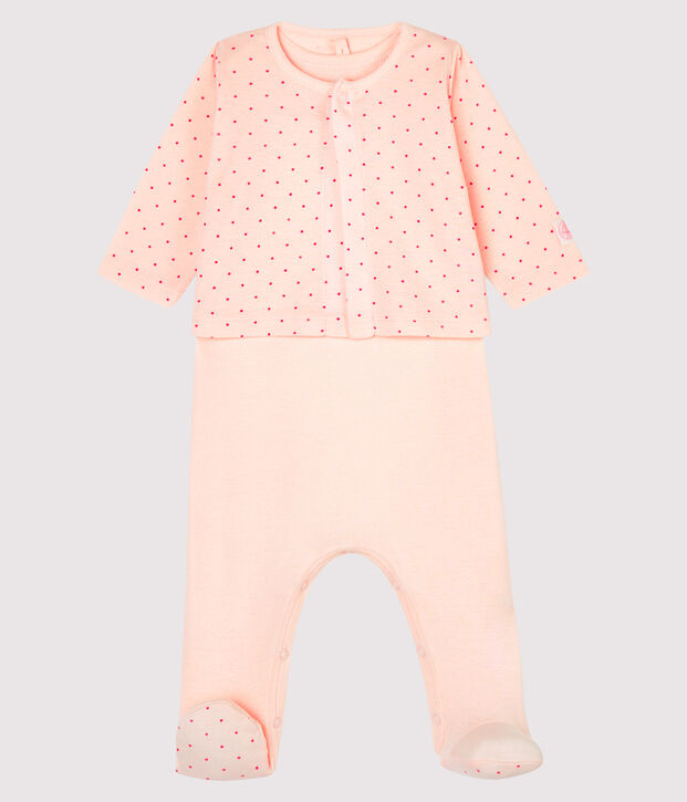 2-teiliges Baby-Ensemble aus Rippstrick rosa/rosa