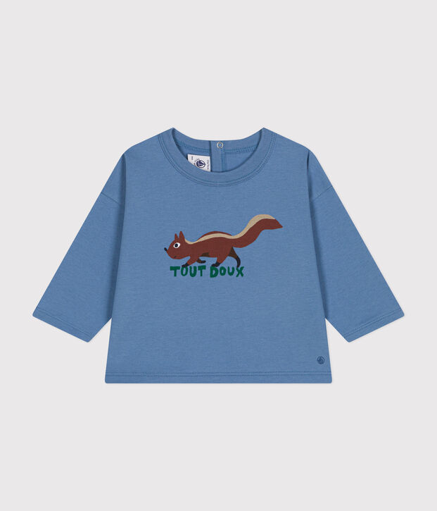 Lang&auml;rmeliges Baby T-Shirt aus feinem Jersey blau