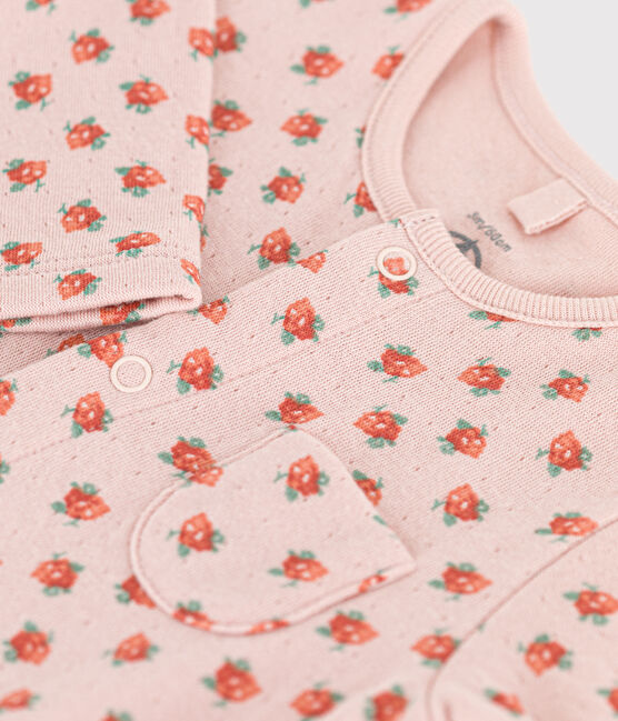Baby-Langoverall aus Doppeljersey mit Blumenprint rosa SALINE/weiss MULTICO