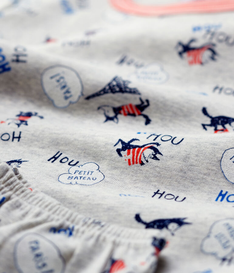 Kinderpyjama aus Bio-Baumwolle mit Paris-Print f&uuml;r Jungen grau/vielfarbig