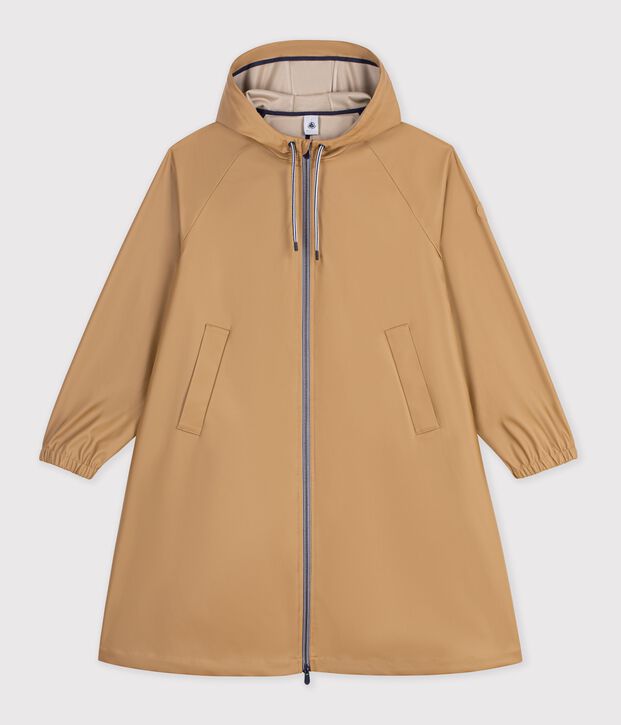 Lange Damen-Regenjacke zweifarbig LATTE