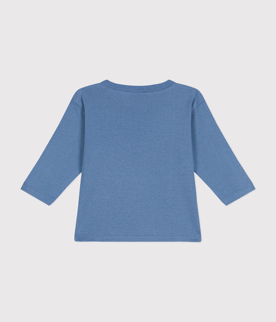 Langärmeliges Baby-T-Shirt aus Baumwolle blau BEACH