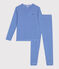 Kinder-Pyjama aus Baumwolle mit Streifen blau PERSE/weiss MARSHMALLOW