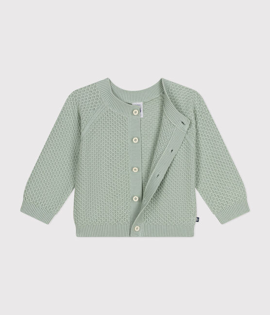 Baby-Cardigan aus Baumwollstrick grün HERBIER