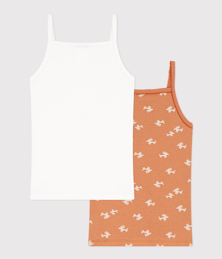 2er-Set Spaghetti-Tops aus Baumwolle mit Hundemotiv f&uuml;r M&auml;dchen vielfarbig