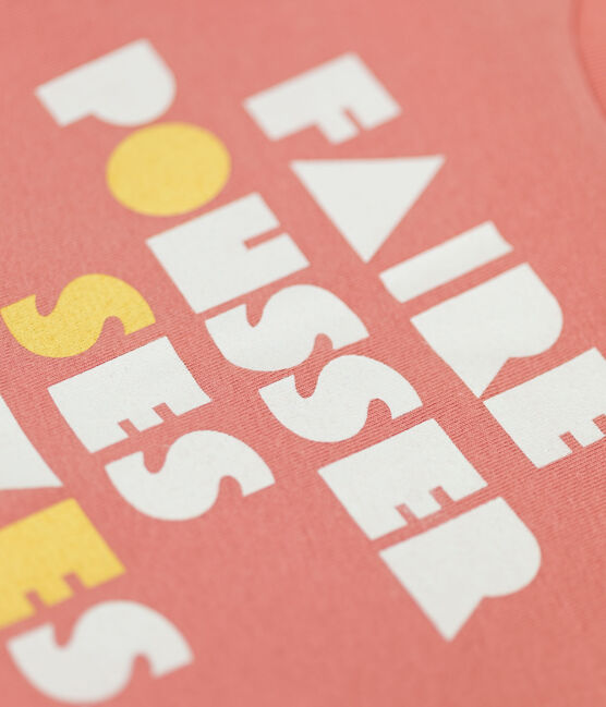 Kurzärmeliges T-Shirt aus Baumwolle für Mädchen rosa PAPAYE