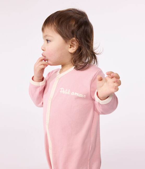 Strampler aus einfarbiger Baumwolle rosa CHARME