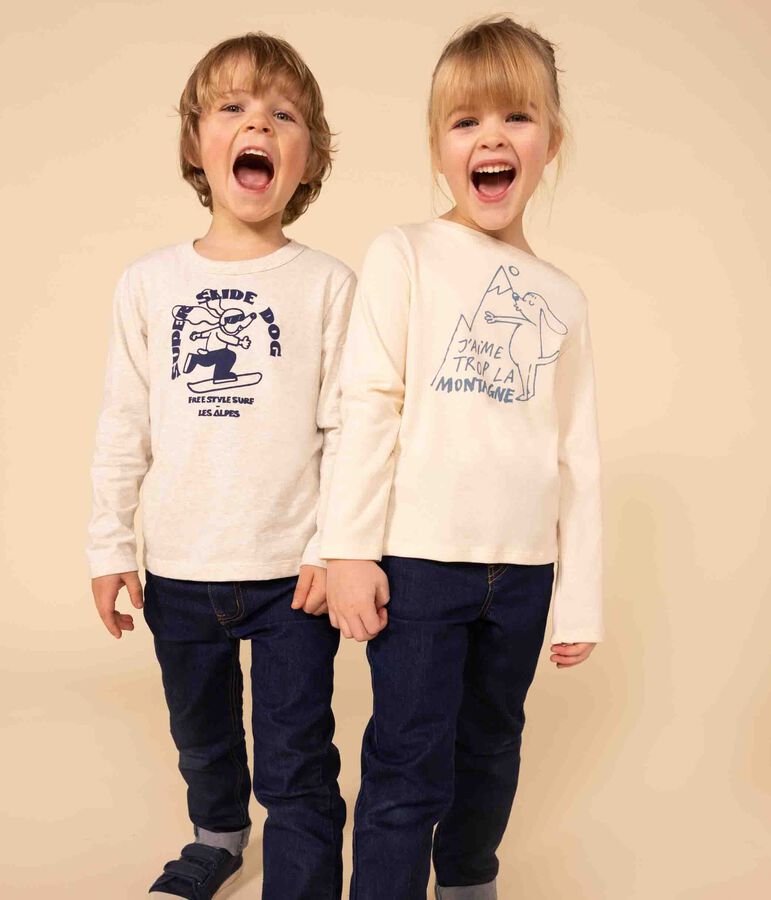 Lang&auml;rmeliges T-Shirt aus Baumwolle f&uuml;r Kinder/M&auml;dchen naturfarben