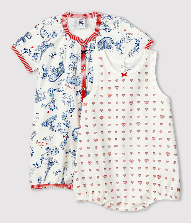 Duo Baby-Kurzoveralls M&auml;dchen aus Rippstrick vielfarbig