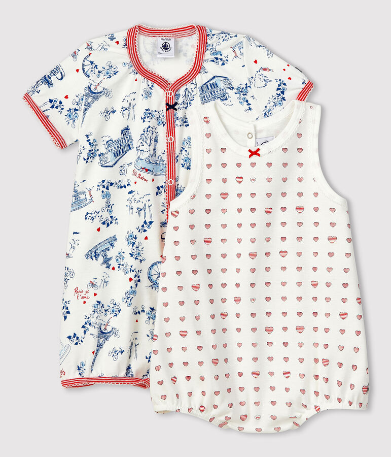 Duo Baby-Kurzoveralls M&auml;dchen aus Rippstrick vielfarbig