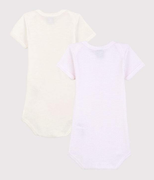 2er-Set kurz&auml;rmelige Baby-Bodys aus Bio-Baumwolle mit Ringelstreifen vielfarbig