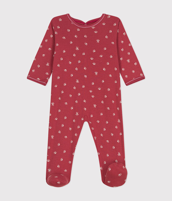 Langärmelige Baby-Pyjamas aus Baumwolle rosa PAPI/beige PANACOTTA