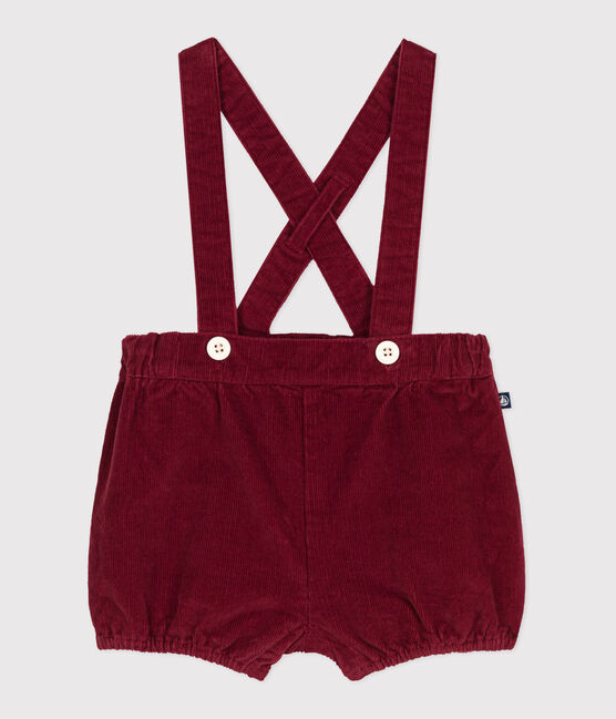 Baby-Trägershorts aus einfarbigem Fein-Cord AMARANTE