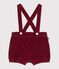 Baby-Trägershorts aus einfarbigem Fein-Cord AMARANTE