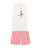 Rippstrick-Kurzpyjama für Mädchen rosa CUPCAKE/weiss MARSHMALLOW
