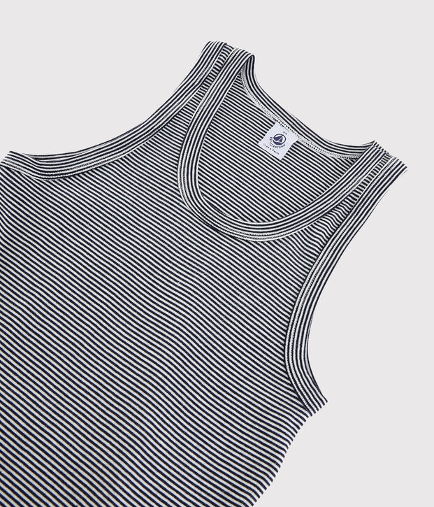 Tanktop aus Baumwolle f&uuml;r Damen blau/weiss