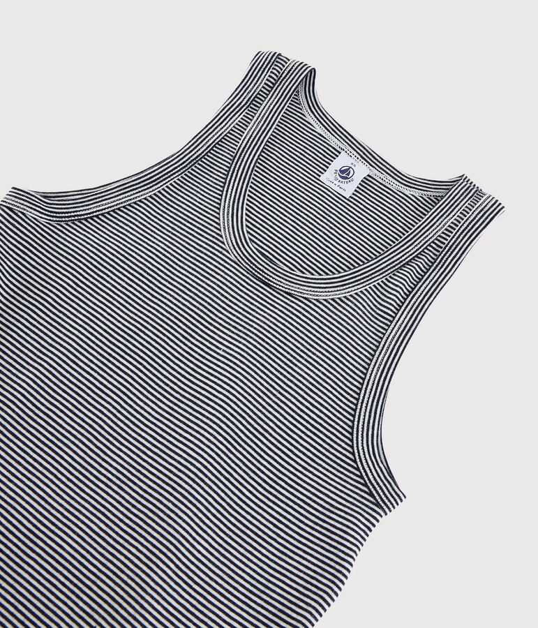 Tanktop aus Baumwolle f&uuml;r Damen blau/weiss