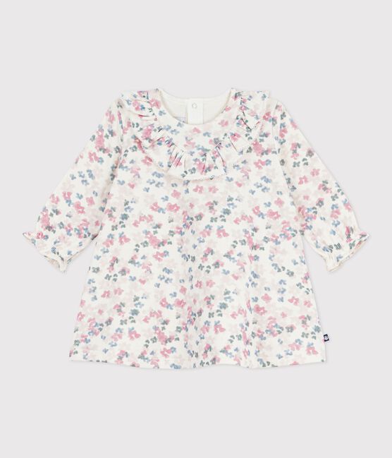 Langärmeliges Baby-Kleid aus Baumwolle mit Blumenmuster MILK/ MULTICO