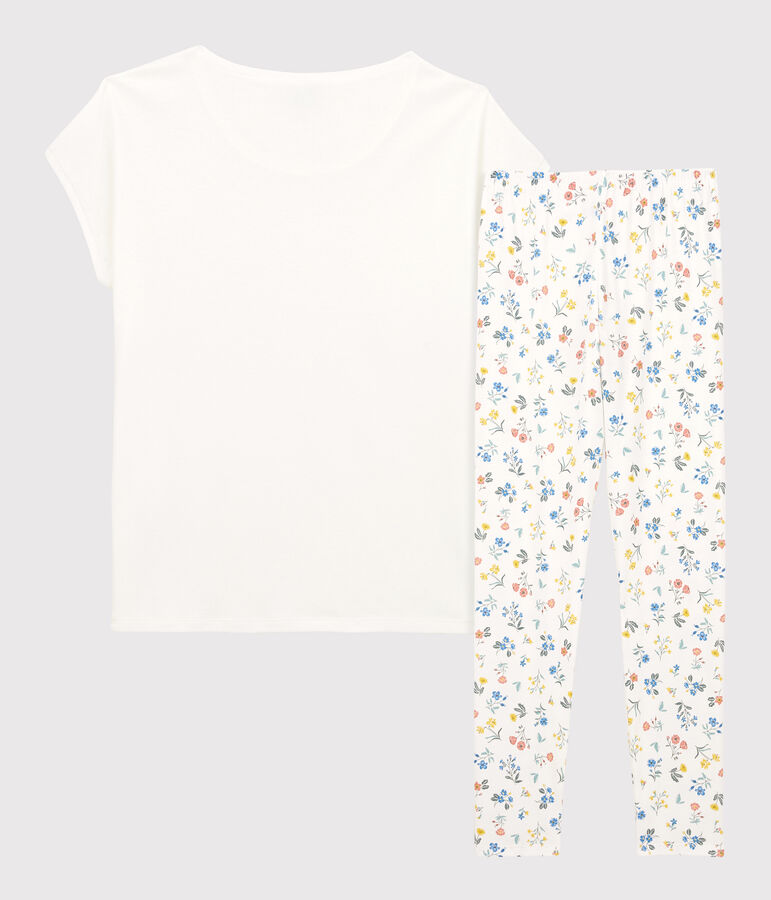 &Auml;rmelloser Kinderpyjama aus Baumwolle f&uuml;r M&auml;dchen weiss/vielfarbig