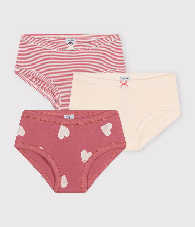 3er-Set Kinder-Slips High-Waist aus Baumwolle mit Herzmotiv vielfarbig
