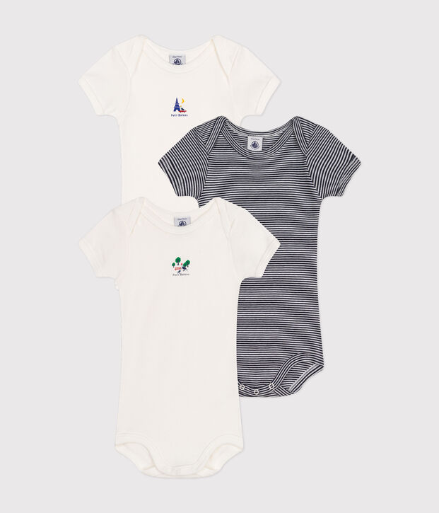 3er-Set kurz&auml;rmelige Baby-Bodys aus Baumwolle vielfarbig