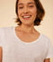 T-Shirt Le Droit aus Leinen mit Rundhalsausschnitt, Damen weiss ECUME