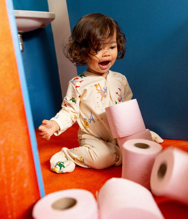 Baby-Strampler Paris aus Molton naturfarben/vielfarbig