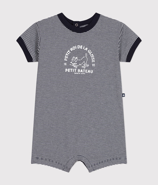 Kurzer Baby-Overall aus Jersey blau SMOKING/weiss MARSHMALLOW