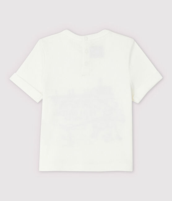 Kurzärmeliges Baby-T-Shirt aus Baumwolle für Jungen weiss MARSHMALLOW
