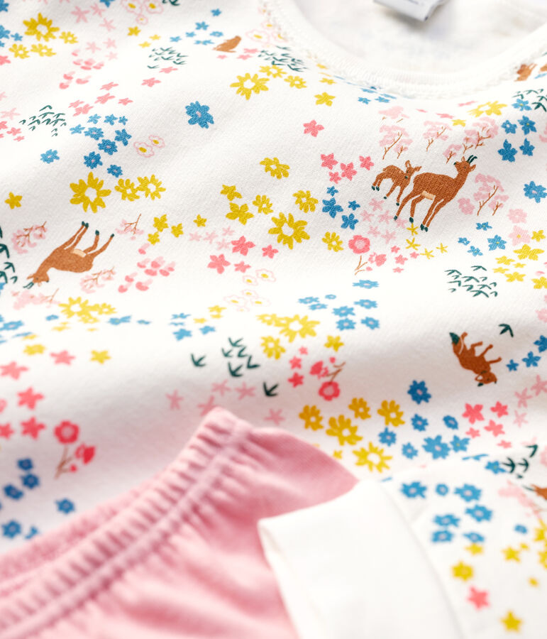 Baumwoll-Nachthemd mit floralem Print f&uuml;r M&auml;dchen weiss/vielfarbig