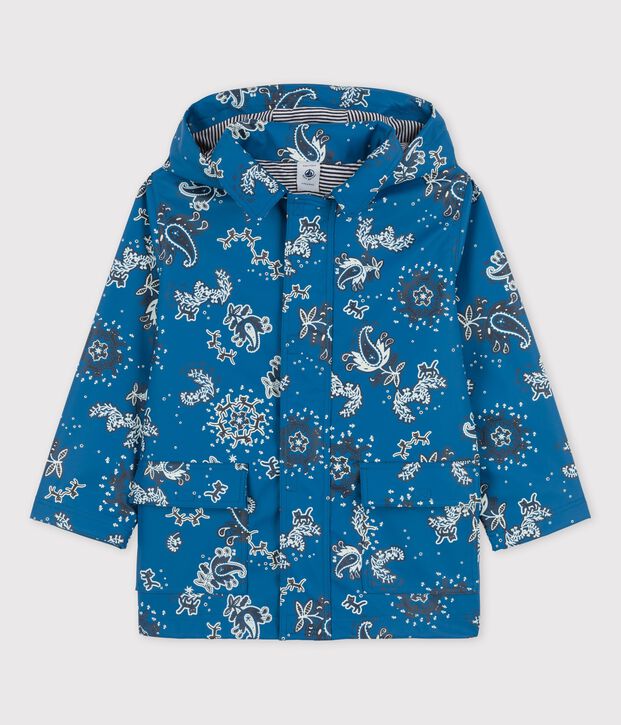 KLASSISCHE KINDER-REGENJACKE AUS RECYCELTEM MATERIAL blau/vielfarbig