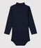 Baby-Body aus Baumwolle. blau SMOKING/weiss MARSHMALLOW