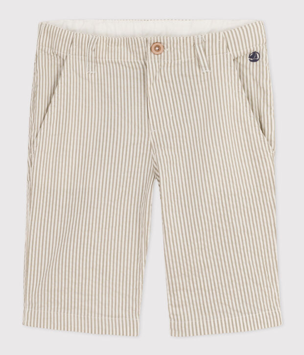 Kinder-Bermudas aus Seersucker f&uuml;r Jungen gr&uuml;n/weiss