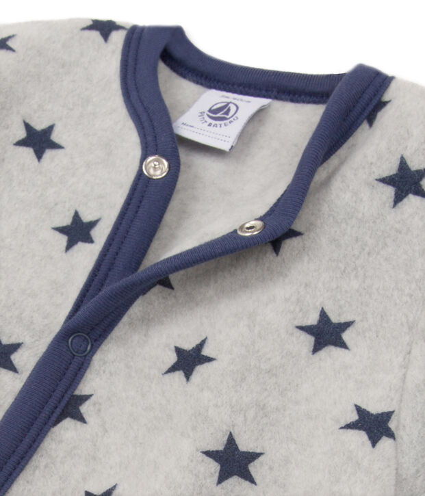 Baby-Jungen-Overall aus bedrucktem Fleece grau/blau