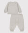 Zweiteiliges Baby-Set aus Woll- und Baumwoll-Strick grau BELUGA CHINE